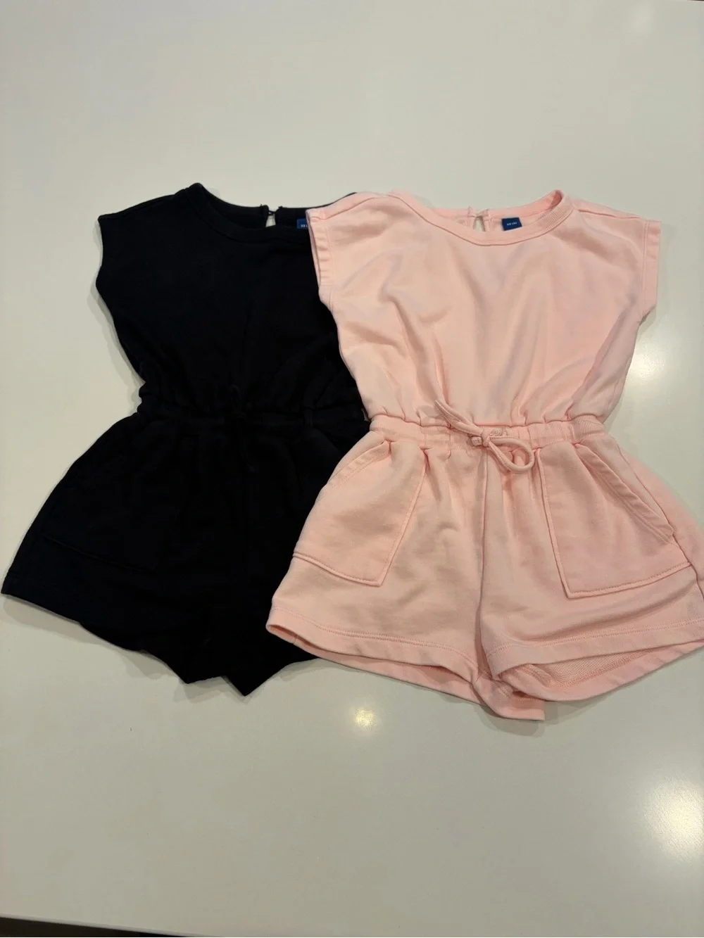 Old Navy Toddler Rompers – Size 5 (XS) – Pink & Black Bundle